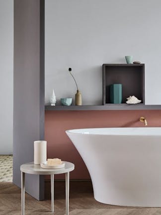 Modern bathroom with Blush pink highlight