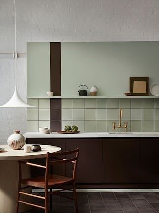 Wall: Aquamarine - Pale  Kitchen Units: Purple Brown